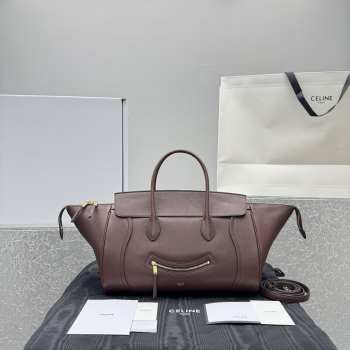 Uubags Celine Small Little Luggage In Dark Brown Supple Shiny Lambskin 11x15.5x24cm