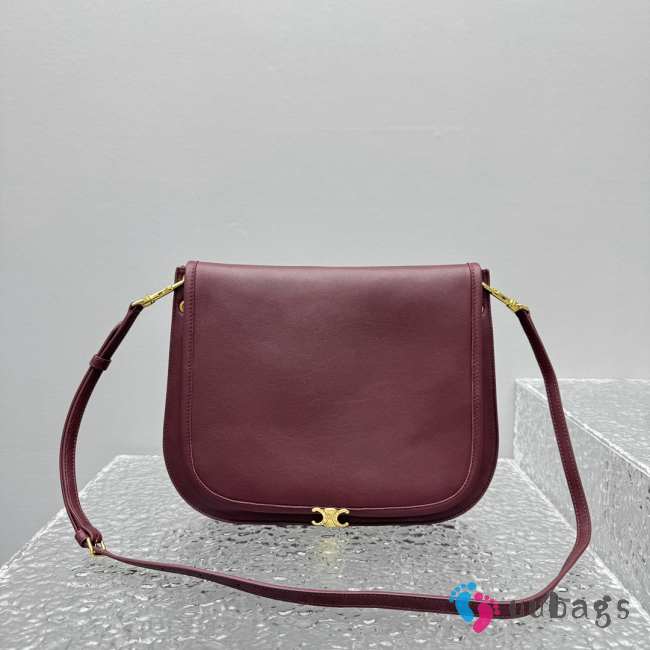 Uubags Celine Medium Soft Triomphe Besace In Syrah Supple Shiny Lambskin 32x26x2cm - 1