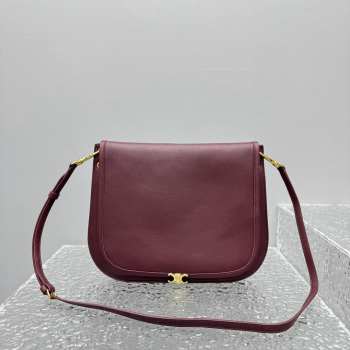 Uubags Celine Medium Soft Triomphe Besace In Syrah Supple Shiny Lambskin 32x26x2cm