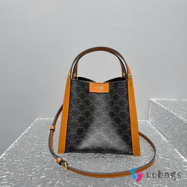 Uubags Celine Small Cube Bag In Triomphe Canvas and Natural Calfskin 18.5x21x17cm - 1