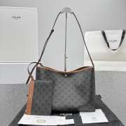 Uubags Celine Soft Shopper Bag In Tan Triomphe Canvas and Calfskin 32.5x24.5x14cm - 1