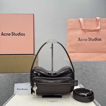 Uubags Acne Studios Camero party shoulder bag in chocolate brown 26x16x7cm