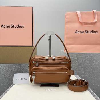 Uubags Acne Studios Camero party shoulder bag in cognac brown 26x16x7cm