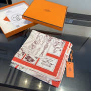 Uubags Hermes scarf in silk twill with hand-rolled edges red 88.5x88.5cm - 2