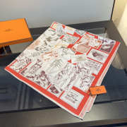 Uubags Hermes scarf in silk twill with hand-rolled edges red 88.5x88.5cm - 3