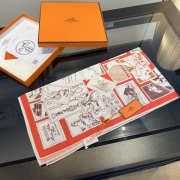 Uubags Hermes scarf in silk twill with hand-rolled edges red 88.5x88.5cm - 4