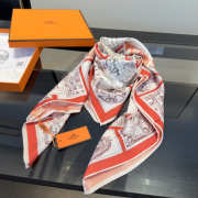 Uubags Hermes scarf in silk twill with hand-rolled edges red 88.5x88.5cm - 5