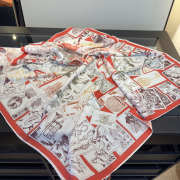 Uubags Hermes scarf in silk twill with hand-rolled edges red 88.5x88.5cm - 6