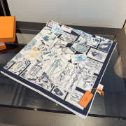 Uubags Hermes scarf in silk twill with hand-rolled edges blue 88.5x88.5cm - 5