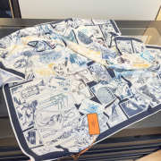 Uubags Hermes scarf in silk twill with hand-rolled edges blue 88.5x88.5cm - 6