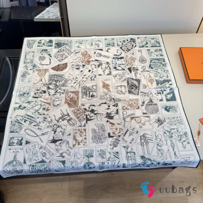 Uubags Hermes scarf in silk twill with hand-rolled edges white 88.5x88.5cm - 1