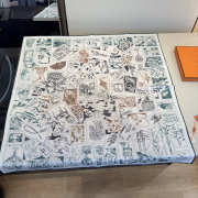 Uubags Hermes scarf in silk twill with hand-rolled edges white 88.5x88.5cm - 1