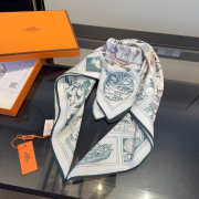 Uubags Hermes scarf in silk twill with hand-rolled edges white 88.5x88.5cm - 3