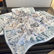 Uubags Hermes scarf in silk twill with hand-rolled edges white 88.5x88.5cm - 4