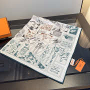 Uubags Hermes scarf in silk twill with hand-rolled edges white 88.5x88.5cm - 6