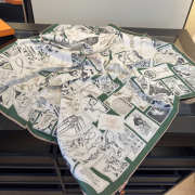 Uubags Hermes scarf in silk twill with hand-rolled edges green 88.5x88.5cm - 3