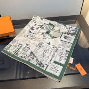 Uubags Hermes scarf in silk twill with hand-rolled edges green 88.5x88.5cm - 5