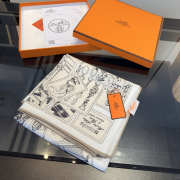 Uubags Hermes scarf in silk twill with hand-rolled edges grey 88.5x88.5cm - 5