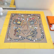 Uubags Hermes scarf in silk twill with hand-rolled edges bright yellow/ steel grey/ blue 88.5x88.5cm - 1