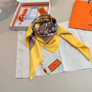Uubags Hermes scarf in silk twill with hand-rolled edges bright yellow/ steel grey/ blue 88.5x88.5cm - 6
