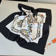 Uubags Hermes scarf in silk twill with hand-rolled edges noir/ ivoire/ multicolored 88.5x88.5cm - 5
