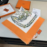 Uubags Hermes scarf in silk twill with hand-rolled edges vermilion/ vanilla/ multicolored 88.5x88.5cm - 5