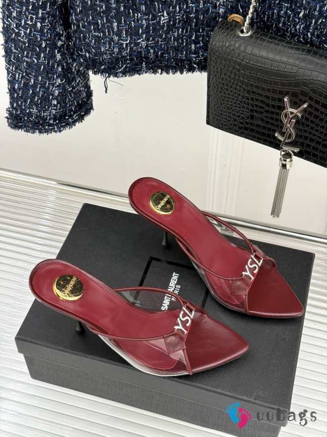 Uubags YSL red Jerry mules in TPU and rhinestones 8cm - 1
