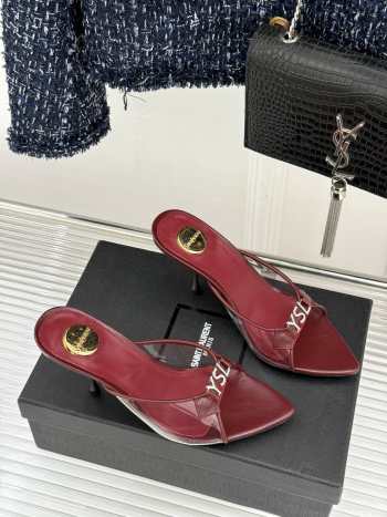 Uubags YSL red Jerry mules in TPU and rhinestones 8cm