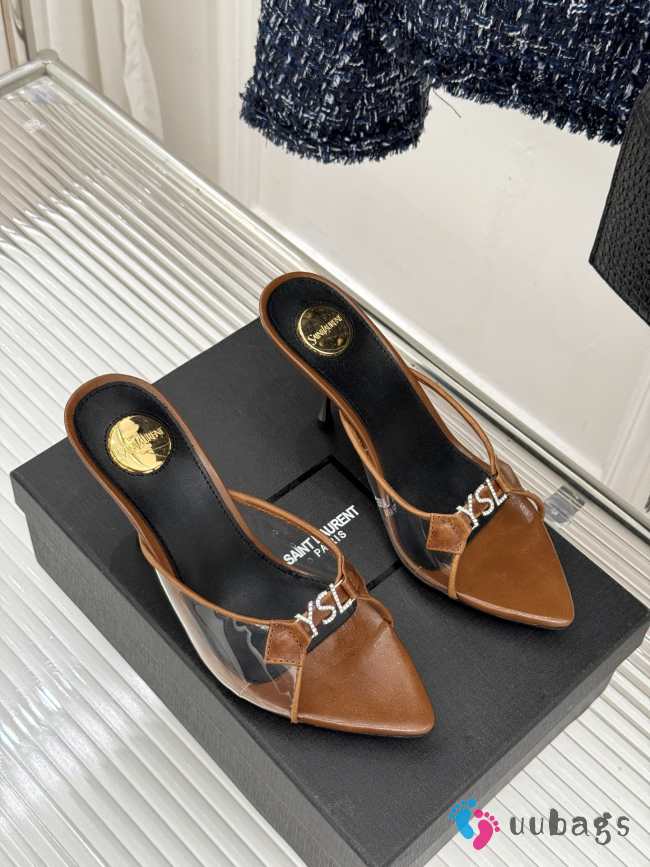 Uubags YSL brown Jerry mules in TPU and rhinestones 8cm - 1