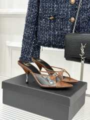 Uubags YSL brown Jerry mules in TPU and rhinestones 8cm - 4