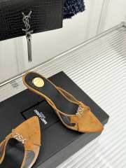 Uubags YSL tan Jerry mules in suede and rhinestones 8cm - 2