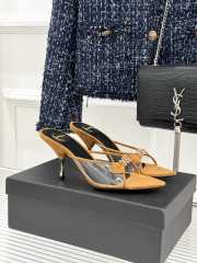 Uubags YSL tan Jerry mules in suede and rhinestones 8cm - 5