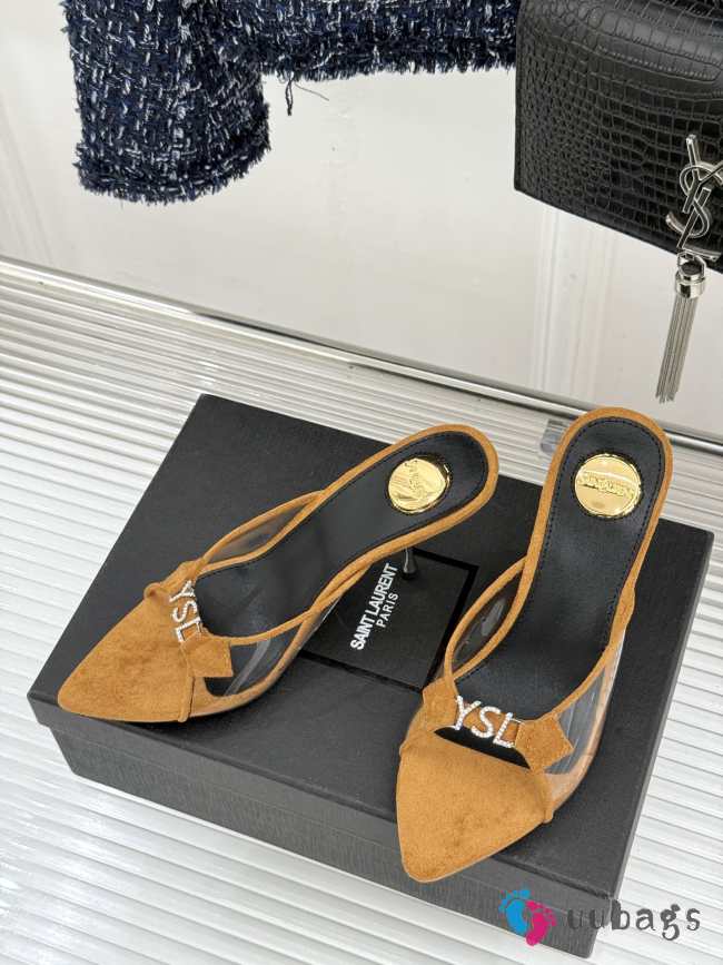 Uubags YSL black Jerry mules in suede and rhinestones 8cm - 1