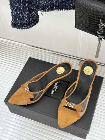 Uubags YSL black Jerry mules in suede and rhinestones 8cm