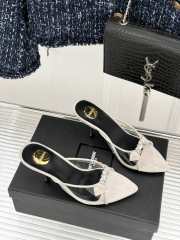 Uubags YSL white Jerry mules in suede and rhinestones 8cm - 1
