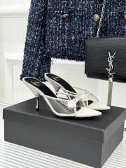 Uubags YSL white Jerry mules in suede and rhinestones 8cm - 4