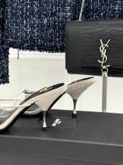 Uubags YSL white Jerry mules in suede and rhinestones 8cm - 6