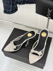 Uubags YSL white Jerry mules in suede and rhinestones 8cm - 3