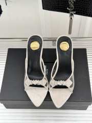Uubags YSL white Jerry mules in suede and rhinestones 8cm - 5