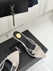 Uubags YSL white Jerry mules in suede and rhinestones 8cm - 2