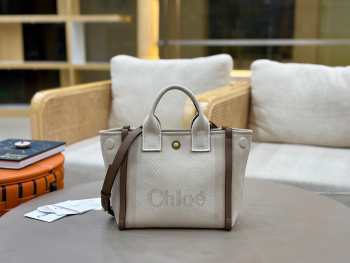 Uubags Chloé small carry tote bag in kohl brown canvas 27x23x12cm