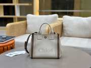 Uubags Chloé small carry tote bag in kohl brown canvas 27x23x12cm - 5