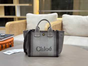 Uubags Chloé small carry tote bag in grey canvas 27x23x12cm