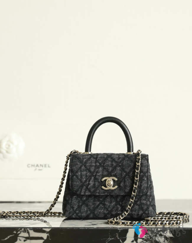 New Arrivals 2026 Chanel clutch with strap washed black denim, calfskin & gold-tone metal 11.5x14.5x5.5cm - 1