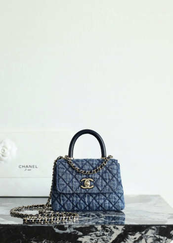 New Arrivals 2026 Chanel clutch with strap washed blue denim, calfskin & gold-tone metal 11.5x14.5x5.5cm
