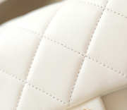 Uubags Chanel Mini Top Handle Flap Bag In White Quilted Lambskin with Gold Hardware 18x12x6cm - 4