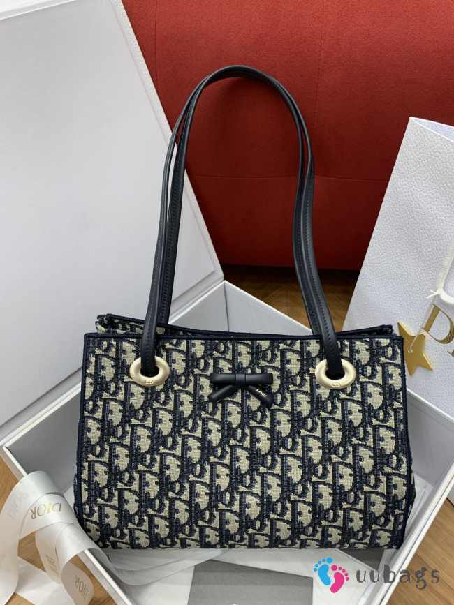 Uubags Small Dior Promenade Shopping Bag Blue Dior Oblique Jacquard 27x19x13.5cm - 1