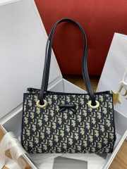 Uubags Small Dior Promenade Shopping Bag Blue Dior Oblique Jacquard 27x19x13.5cm - 1