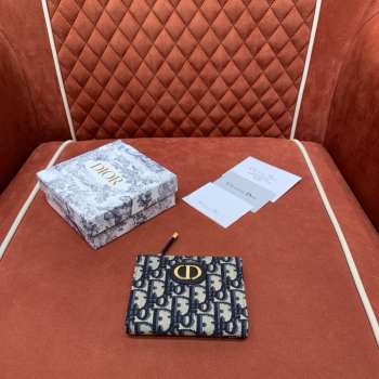 Uubags 30 Montaigne Dahlia Wallet Blue Dior Oblique Jacquard 12x9x2cm