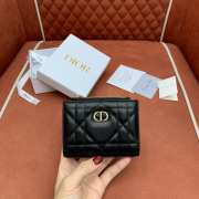 Uubags Dior Caro Dahlia Wallet With Crystals Black Macrocannage Lambskin 12x9x2cm - 1